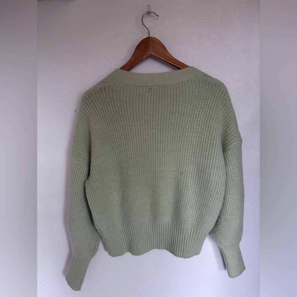 Lumiere Anthropologie Button Up Mint Green Knit Woven Cardigan Sweater Jumper - Picture 10 of 12